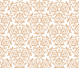 Golden ornamental seamless pattern for decor, print, wallpaper, background