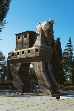 Trojan horse at troy ancient city Canakkale Turkey.