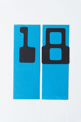 MICR font numbers 1 and 8 on blue