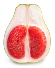 Red Pomelo isolated on white background, Fresh Red Pomelo citrus fruit isolated on white background.(With work path)