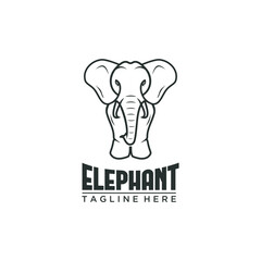 Simple and minimalist elephant logo illustration. Black line style elephant logo.