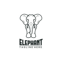 Simple and minimalist elephant logo illustration. Black line style elephant logo.
