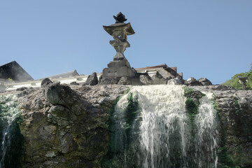 Obraz premium 草津温泉 湯けむり 草津温泉湯畑