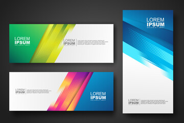 Banner set design template in trendy vibrant gradient colors with abstract fluid shapes