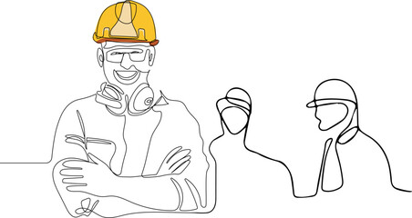 construction manager and engineer working on building site. Vector illustration