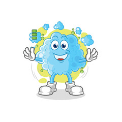 foam full battery character. cartoon mascot vector