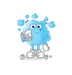 foam cry with a tissue. cartoon mascot vector