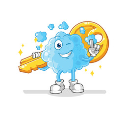 foam carry the key mascot. cartoon vector