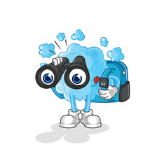 foam with binoculars character. cartoon mascot vector