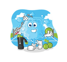 foam plays tennis illustration. character vector