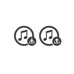 icon of music or audio download and upload, vector art.