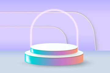 Abstract round podium. Award ceremony concept. Stage backdrop. Vector illustration
