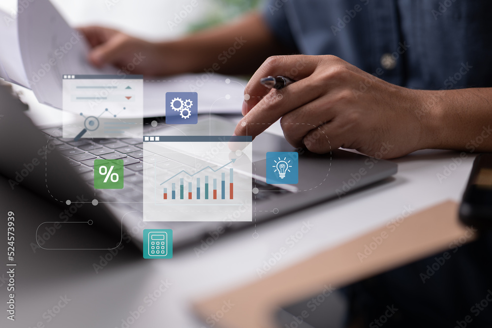 Poster e-learning programs and consultancy for company management. analyzing financial charts and executive networking.
