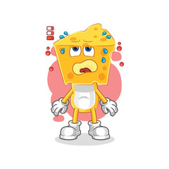 cheese head low battery mascot. cartoon vector