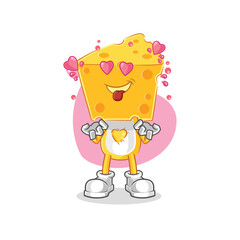 cheese head fallin love vector. cartoon character