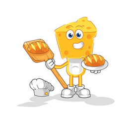 cheese head baker with bread. cartoon mascot vector