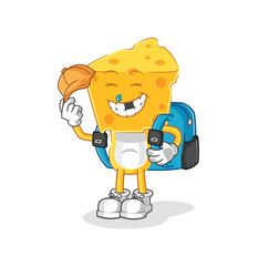 cheese head goes to school vector. cartoon character