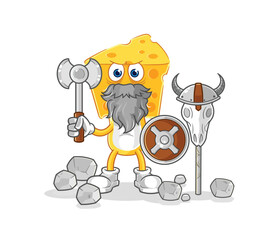 cheese head viking with an ax illustration. character vector