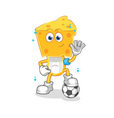 cheese head playing soccer illustration. character vector