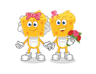 cheese head wedding cartoon. cartoon mascot vector