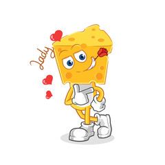 cheese head flirting illustration. character vector