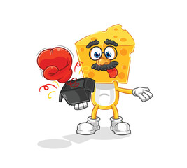 cheese head prank glove in the box. cartoon mascot