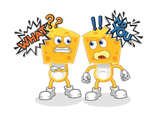 cheese head arguing each other cartoon vector