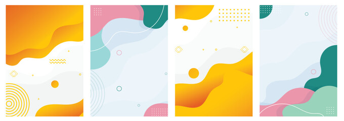 Set of minimalist handdrawn abstract fluid shape
