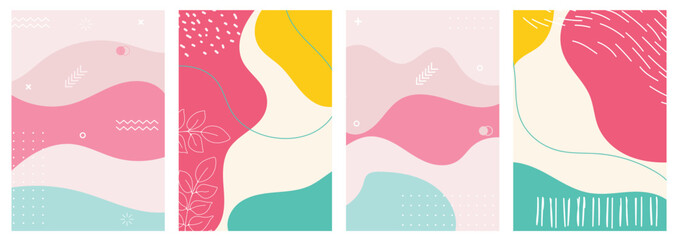 Set of minimalist handdrawn abstract fluid shape
