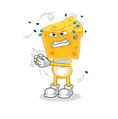 cheese head swat fly character. cartoon mascot vector