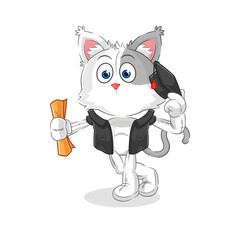 cat graduation vector. cartoon character