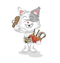 cat scottish with bagpipes vector. cartoon character