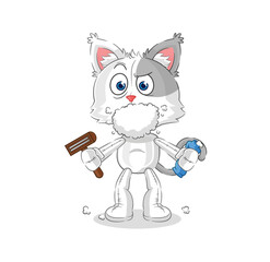 cat shave facial hair vector. cartoon character