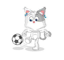 cat kicking the ball cartoon. cartoon mascot vector