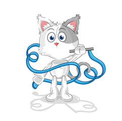 Fototapeta na wymiar cat Rhythmic Gymnastics mascot. cartoon vector