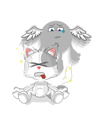 cat spirit leaves the body mascot. cartoon vector