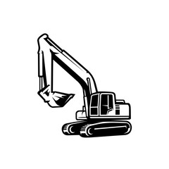 Silhouette of excavator illustration vector
