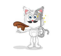 cat fencer character. cartoon mascot vector