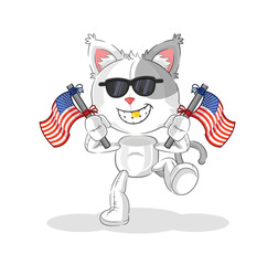 cat american youth cartoon mascot vector