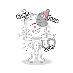 cat applause illustration. character vector