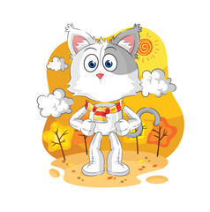 cat in the autumn. cartoon mascot vector