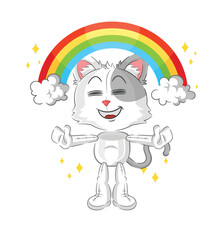 cat with a rainbow. cartoon vector