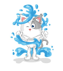 cat fresh with water mascot. cartoon vector