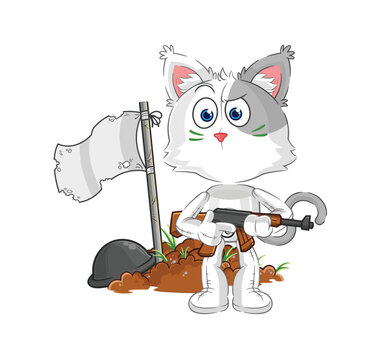 cat army character. cartoon mascot vector