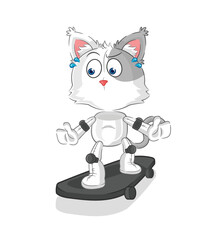 cat riding skateboard cartoon character vector