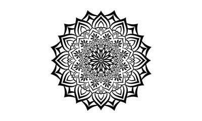 Black Mandala Illustration on doodle style. Vector hand drawn doodle mandala with hearts.
Black colors mandala design for print, poster, cover, brochure, flyer, banner, book cover.