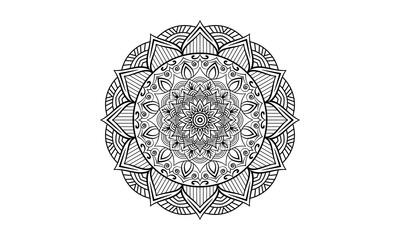 Black Mandala Illustration on doodle style. Vector hand drawn doodle mandala with hearts.
Black colors mandala design for print, poster, cover, brochure, flyer, banner, book cover.