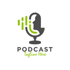 podcast studio illustration logo design - obrazy, fototapety, plakaty