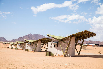 shelters in the mountainous desert in nambia