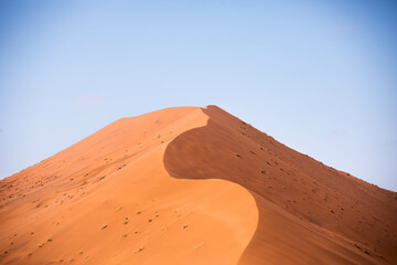 sunlight hitting sand dune in nambia